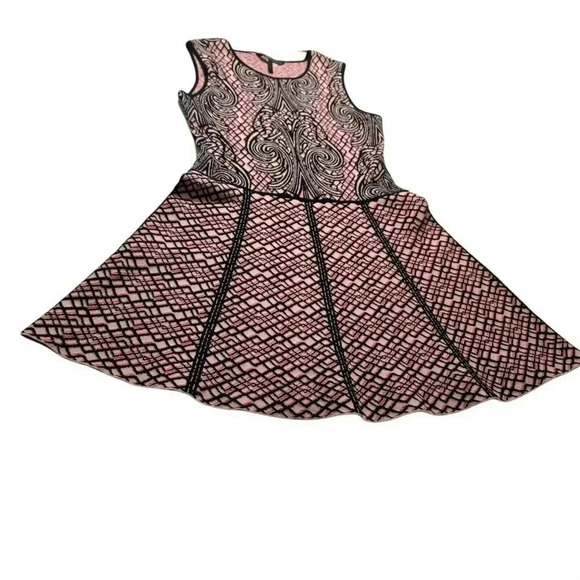 BCBG MaxAzria size L skater Anne Jacquard knit Sweater Dress whisper Pink womens - Picture 3 of 7